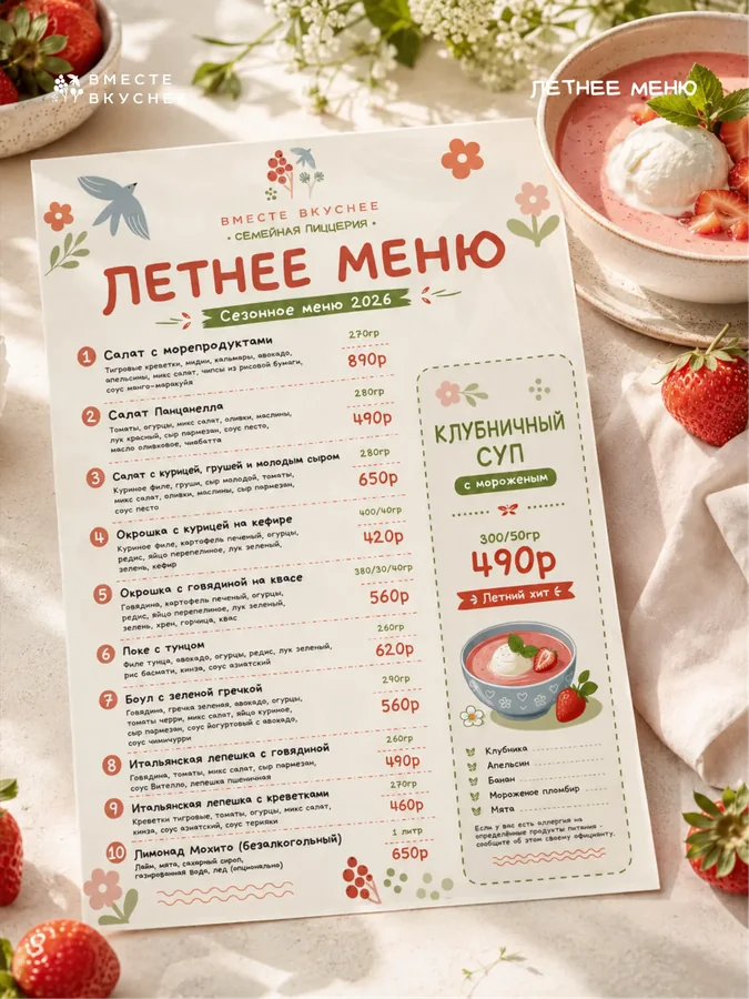 Сезонное меню